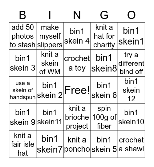 Craft The Bin 2020 Bingo Card