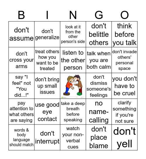 Arguing Effectively Bingo Card