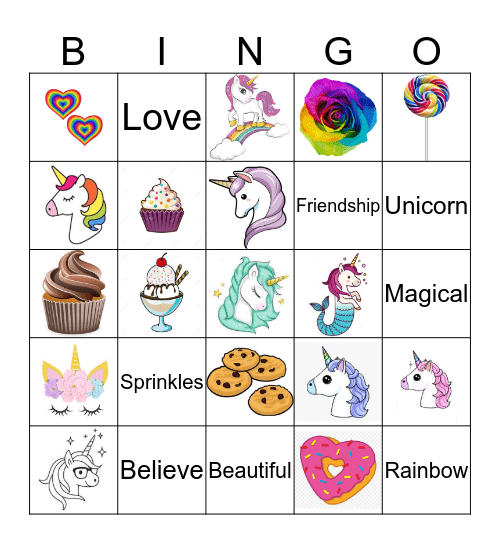 Unicorn Bingo Card