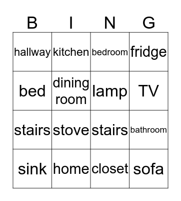 My home Bingo Card
