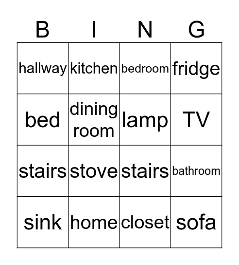 My home Bingo Card