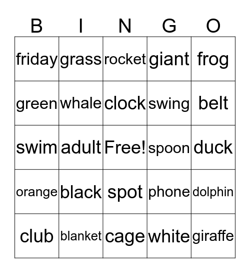 phonics 4 and soft g Bingo Card