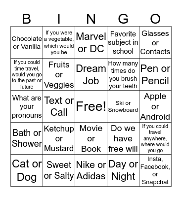 Connection BINGO Card