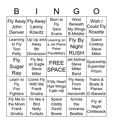 FLYING Bingo Card