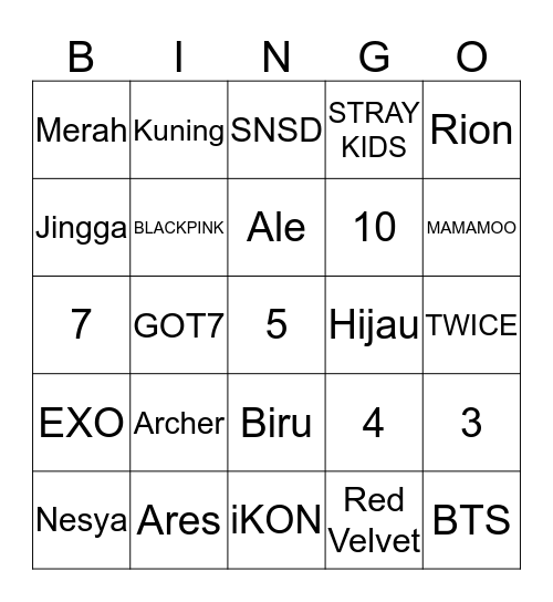 Hawa punya Bingo Card