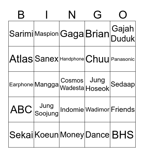 SPOTIFLYING Bingo Card