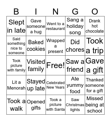 Break Bingo Card