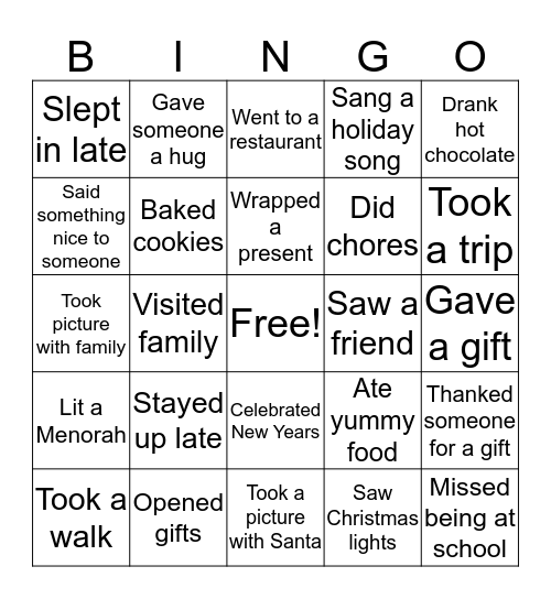 Break Bingo Card