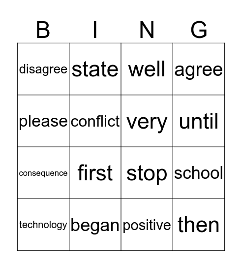 January 2020 Bingo Card