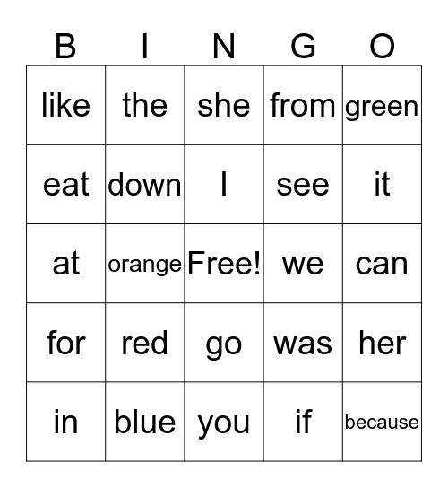 Red and Orange Bingo Card