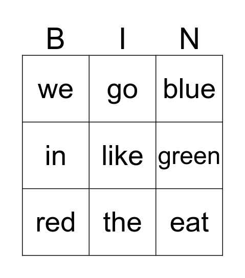 Red  Bingo Card
