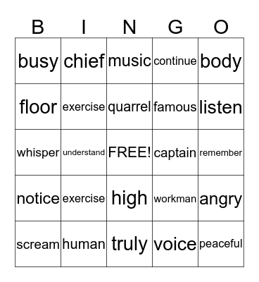 Untitled Bingo Card