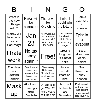 Nasty Tax Season is here Bingo Card