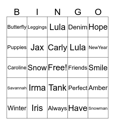 LULA WITH KARRIE SHIRKEY BINGO  Bingo Card