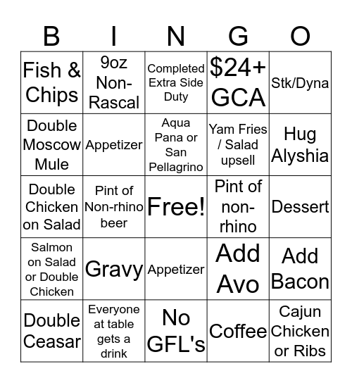 Earls Bingo (ends @2pm) Bingo Card