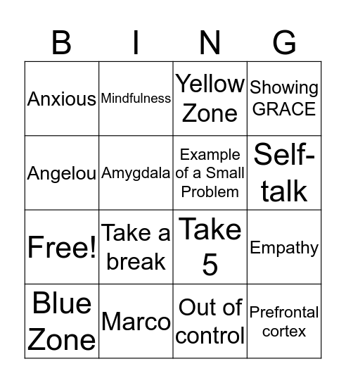Guidance Review Bingo Card