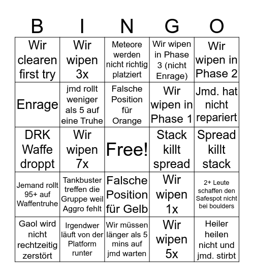 Titan Bingo E4S Bingo Card