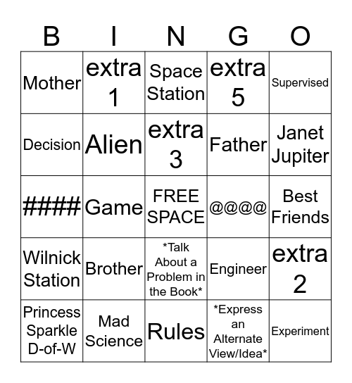 Sanity and Tallulah Book Discussion BINGO Card