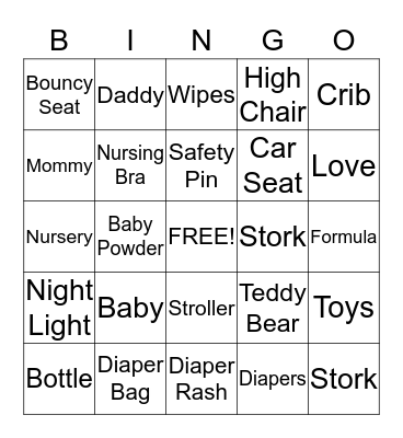 Baby Bingo Card