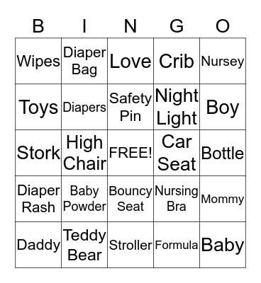 Baby Bingo Card