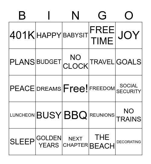 LYN'S RETIREMENT PARTY Bingo Card