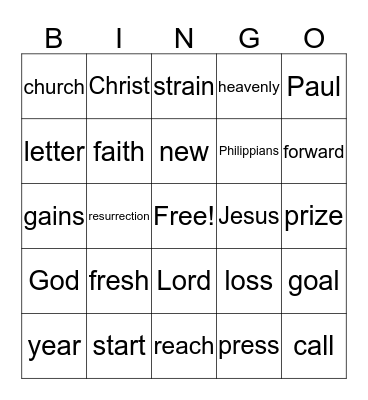 A Fresh Start Bingo Card