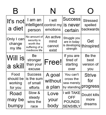 2020 VISION - Focus on Encouraging Quotes Bingo Card