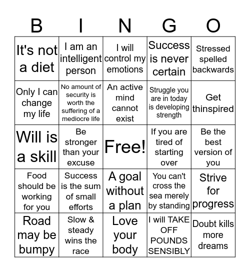 2020 VISION - Focus on Encouraging Quotes Bingo Card