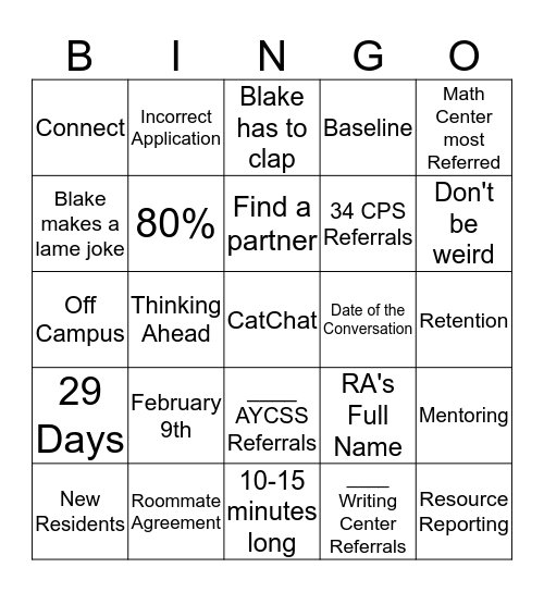 CatChat Bingo Card