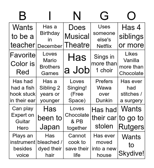 Mr. Noa Bingo :~) Bingo Card