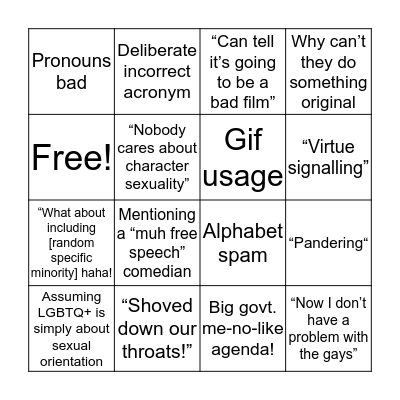 Dogwhistle bingo Card