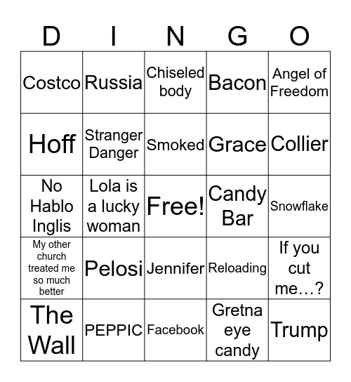 Dean Bingo Card