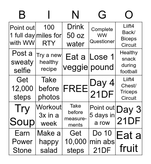 January 2020 Bingo Card