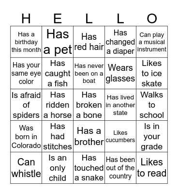 FIND SOMEONE WHO . . . Bingo Card