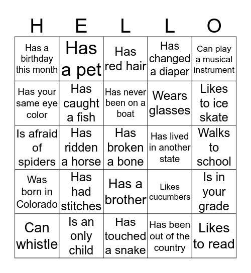 FIND SOMEONE WHO . . . Bingo Card
