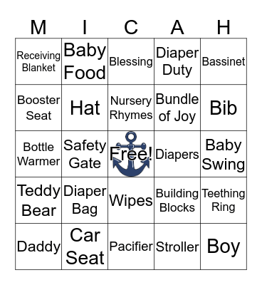 Baby MICAH Bingo Card