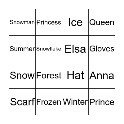 Frozen Bingo Card