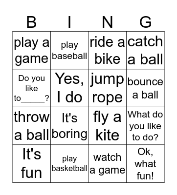 Fun in the Sun Bingo Card