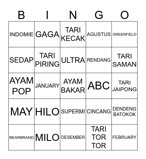 AUDITA MARSHA Bingo Card