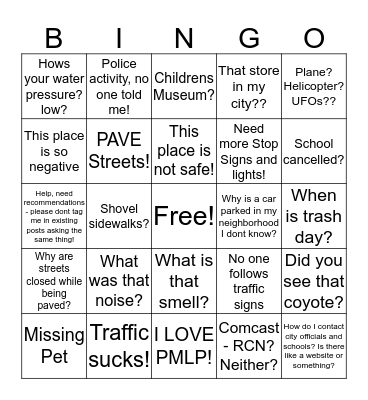 MPF Community Group Bingo Card