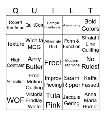 WICHITA MODERN QUILT GUILD Bingo Card