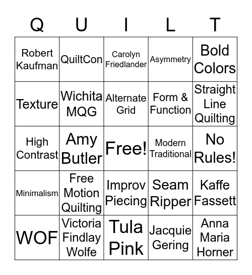 WICHITA MODERN QUILT GUILD Bingo Card