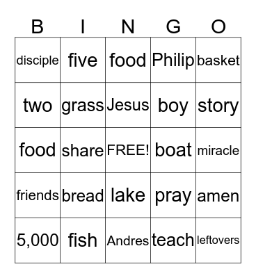 Jesus Feeds 5,000 Bingo Card