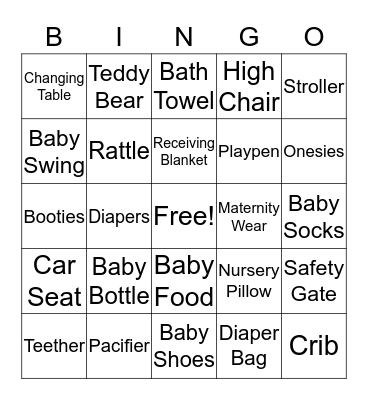 Baby Bingo Card