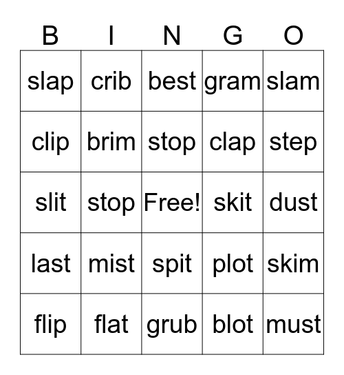 Blends Bingo Card