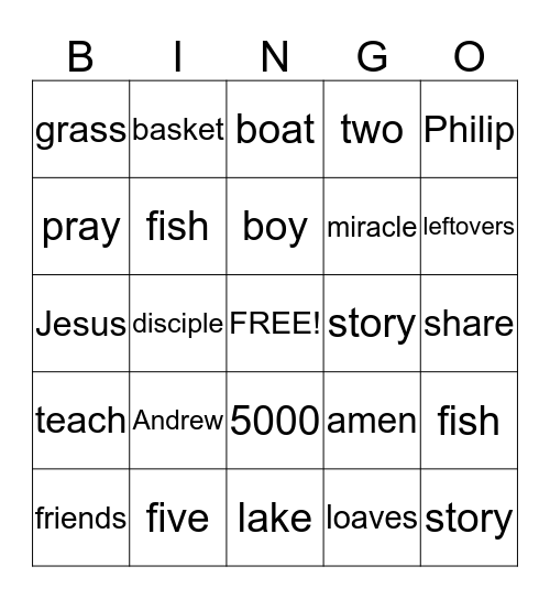 Jesus Feeds 5,000 Bingo Card