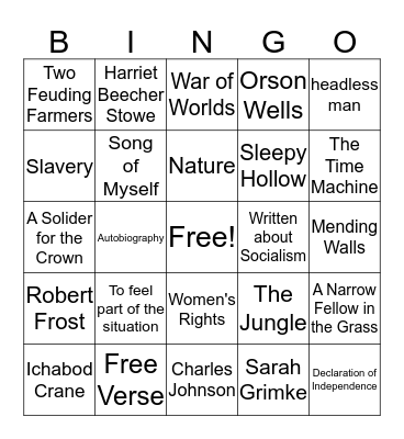 Junior Spring Packet  Bingo Card