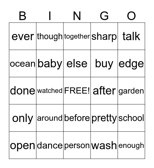 First Grade BINGO - Theme 9 Bingo Card