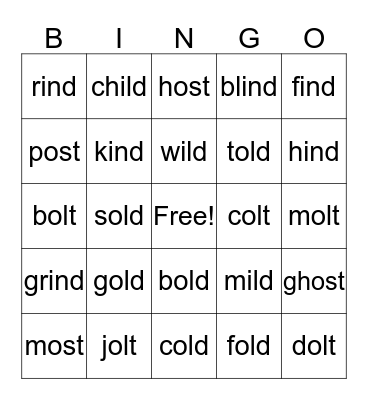 Closed Syllable Rule-Breakers Bingo Card