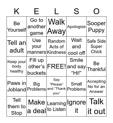 KELSO BINGO Card